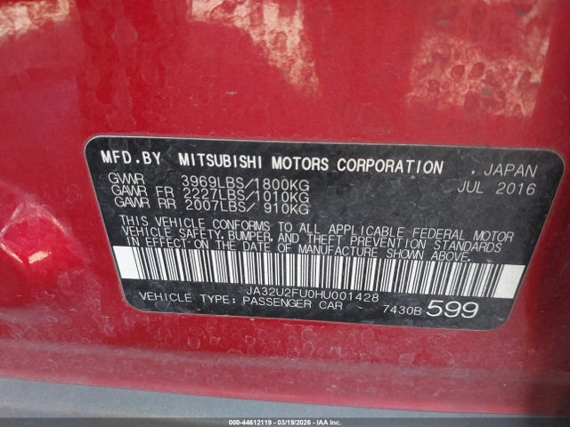 2017 MITSUBISHI LANCER JA32U2FU0HU001428 Photo 8