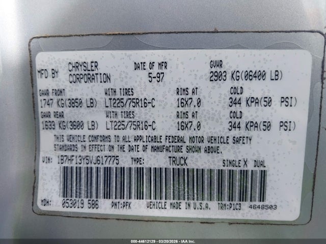 1997 DODGE RAM 1500 1B7HF13Y5VJ617775 Photo 8