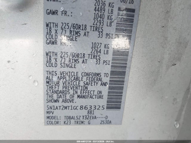 5N1AT2MT1GC863325 Nissan Rogue Sl