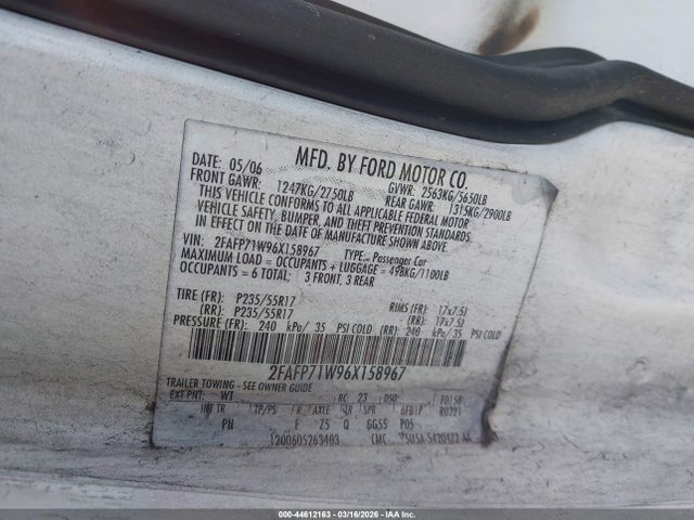 2006 FORD CROWN VICTORIA 2FAFP71W96X158967 Photo 8