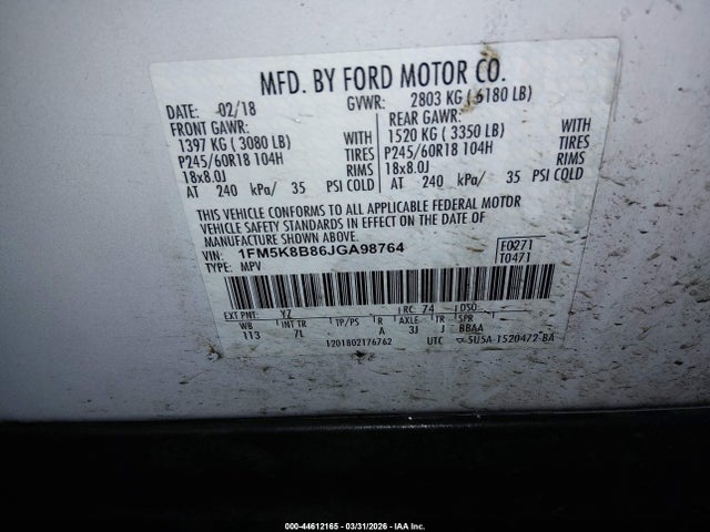 Ford Explorer 2018 1FM5K8B86JGA98764 Image 9