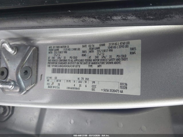 1FMCU9GX0GUC81272 Ford ESCAPE SE