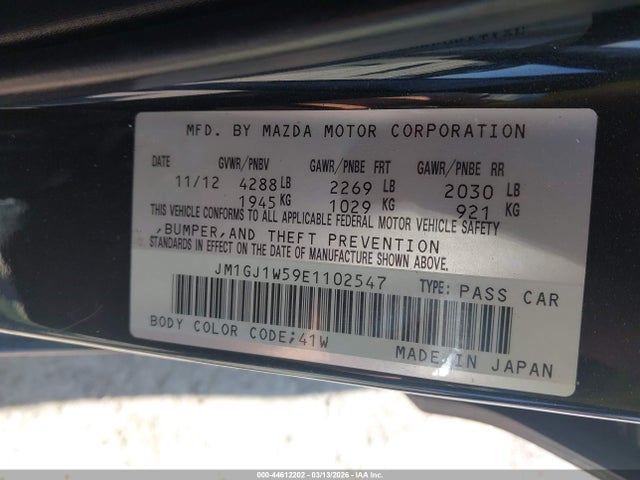 44612202 :رقم المزاد ، JM1GJ1W59E1102547 vin ، 2014 Mazda Mazda6 I Grand Touring مزاد بيع
