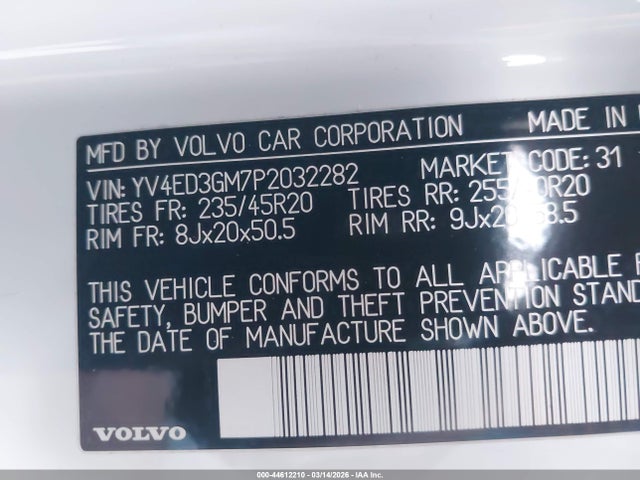 Aukcja sprzedaży 2023 Volvo C40 Recharge Pure Electric Twin Ultimate, vin: YV4ED3GM7P2032282, numer aukcji: 44612210