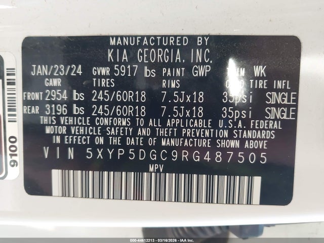 5XYP5DGC9RG487505 KIA Telluride Sx X-pro