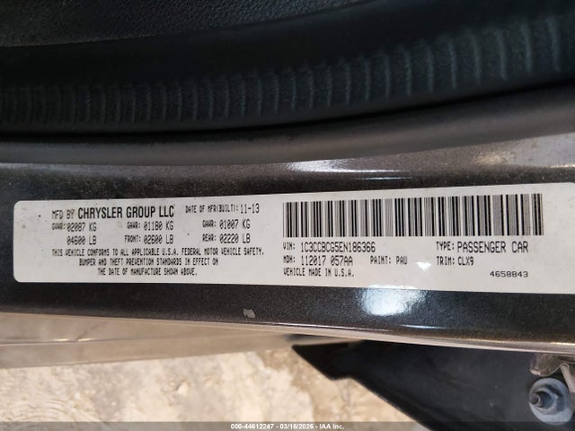 Aukcja sprzedaży 2014 Chrysler 200 Limited, vin: 1C3CCBCG5EN186366, numer aukcji: 44612247