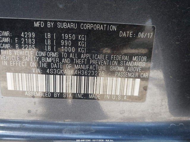 4S3GKAB64H3623275 Subaru Impreza 2.0i Premium