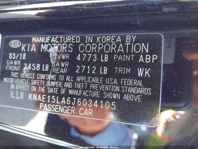 KNAE15LA6J6034105 KIA Stinger
