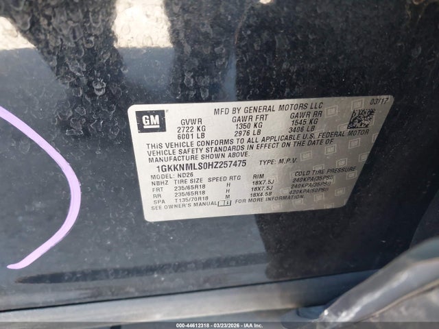 1GKKNMLS0HZ257475 GMC Acadia Slt-1