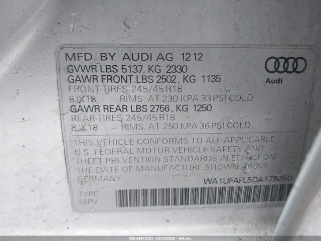 2013 AUDI ALLROAD WA1UFAFL5DA175250 Photo 8