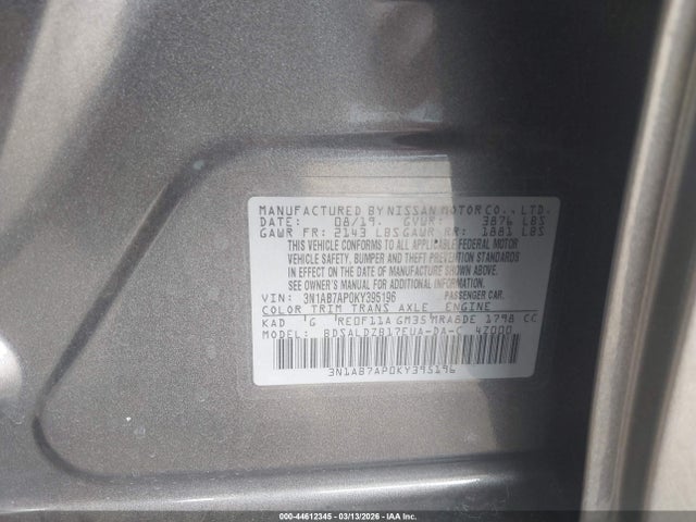 3N1AB7AP0KY395196 Nissan SENTRA SV
