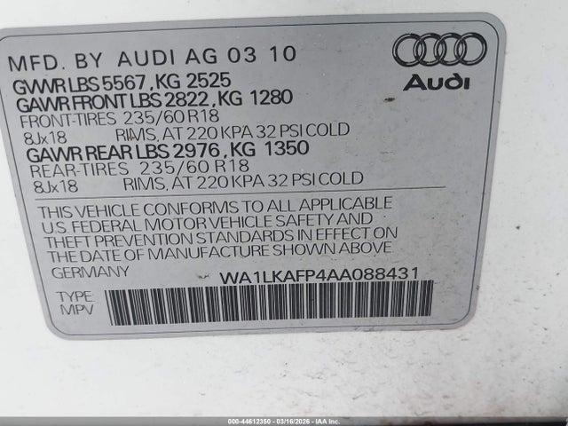 2010 AUDI Q5 WA1LKAFP4AA088431 Photo 8