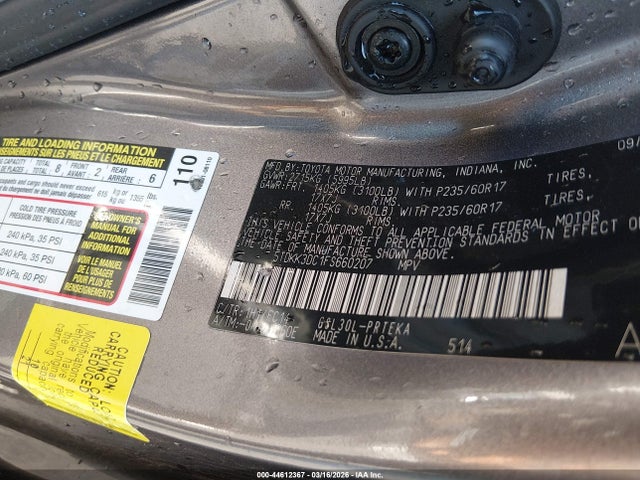 5TDKK3DC1FS660207 Toyota Sienna Le 8 Passenger