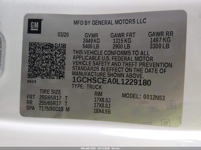 1GCHSCEA0L1229180 Chevrolet Colorado 2wd Long Box Lt