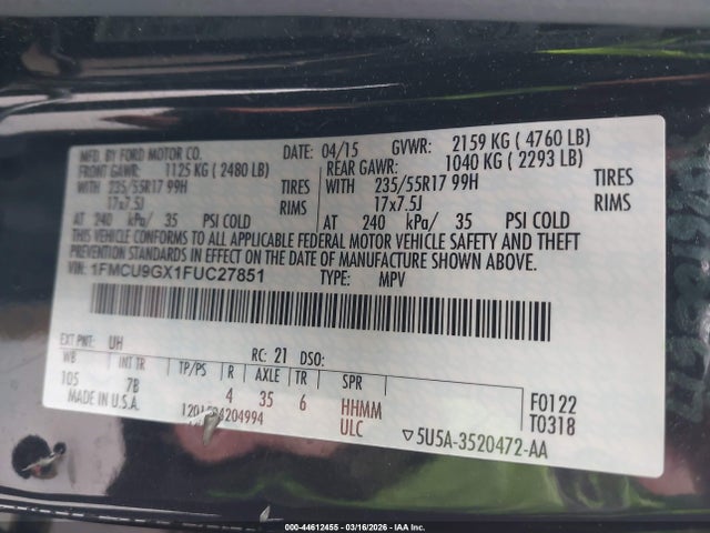 2015 FORD ESCAPE 1FMCU9GX1FUC27851 Photo 8