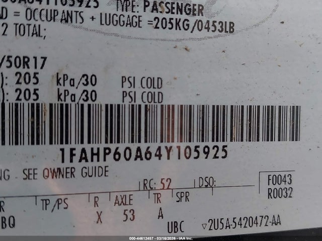 2004 FORD THUNDERBIRD 1FAHP60A64Y105925 Photo 8