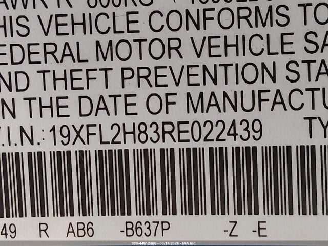 19XFL2H83RE022439 Honda Civic Sport