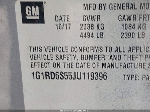 Chevrolet Volt Premier 2018 1G1RD6S55JU119396 Image 9