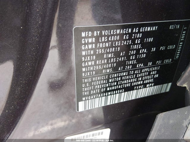2016 VOLKSWAGEN TIGUAN WVGAV7AX9GW589563 Photo 8