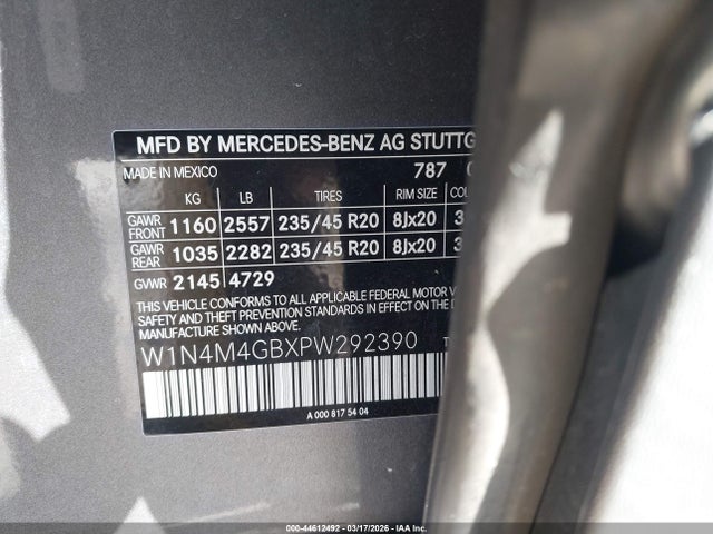 Продажа на аукционе авто 2023 Mercedes-benz Glb 250, vin: W1N4M4GBXPW292390, номер лота: 44612492