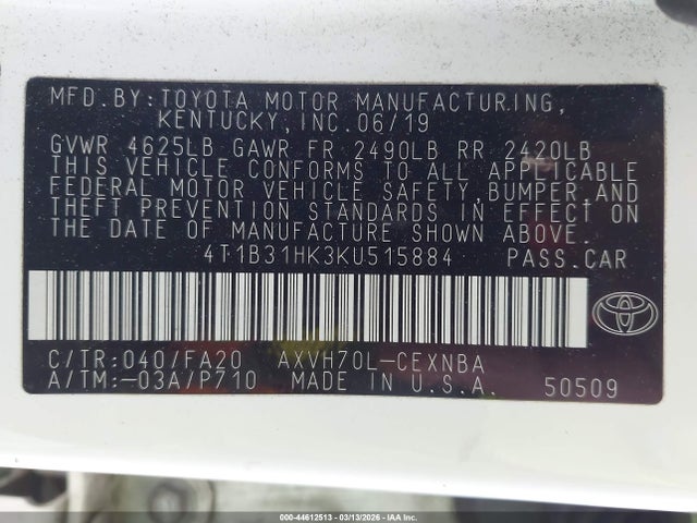 2019 TOYOTA CAMRY HYBRID 4T1B31HK3KU515884 Photo 8