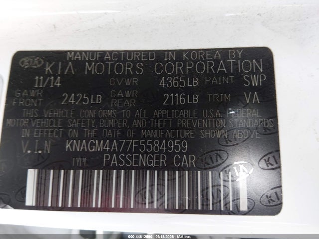 KIA Optima Lx 2015 KNAGM4A77F5584959 Image 9