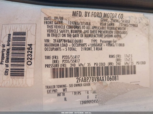 2010 FORD CROWN VICTORIA 2FABP7BV8AX106081 Photo 8