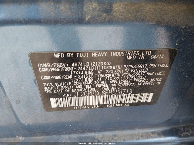 Продаж на аукціоні авто 2014 Subaru Xv Crosstrek Hybrid 2.0i, vin: JF2GPBCC8EH288713, номер лоту: 44612572