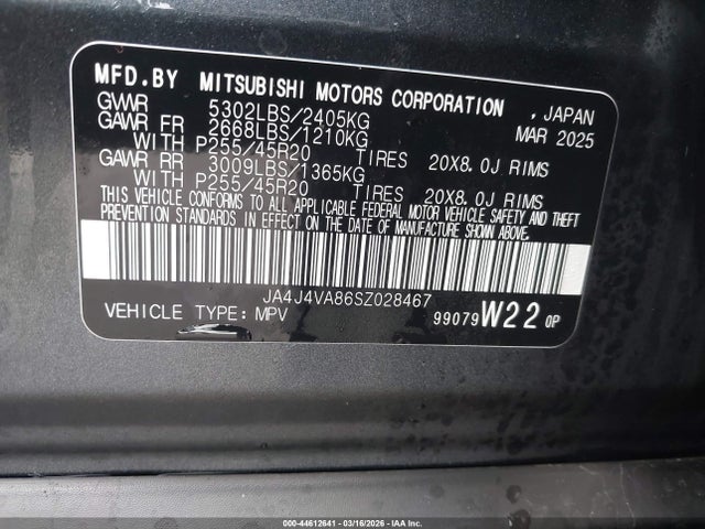 2025 MITSUBISHI OUTLANDER JA4J4VA86SZ028467 Photo 8