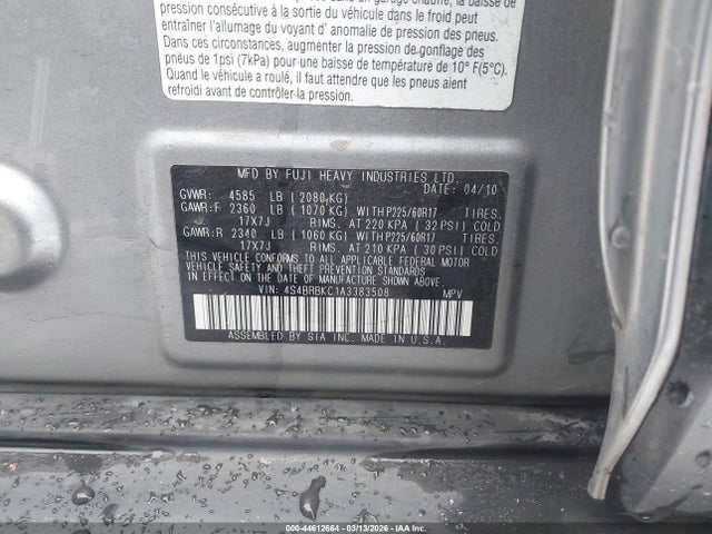 2010 SUBARU OUTBACK 4S4BRBKC1A3383508 Photo 8