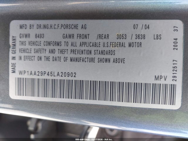 2005 PORSCHE CAYENNE WP1AA29P45LA20902 Photo 8