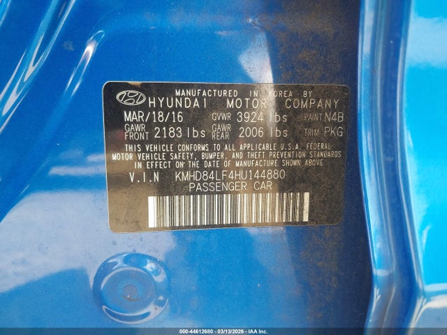 KMHD84LF4HU144880 Hyundai ELANTRA SE