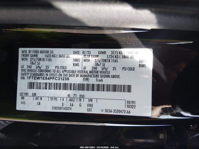 Ford F-150 Tremor 2023 1FTEW1E84PFC31239 Image 9