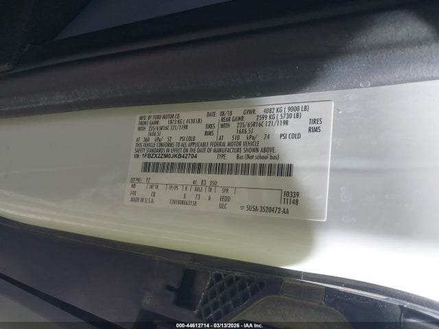 1FBZX2ZM0JKB42704 Ford Transit-350 Xl/xlt