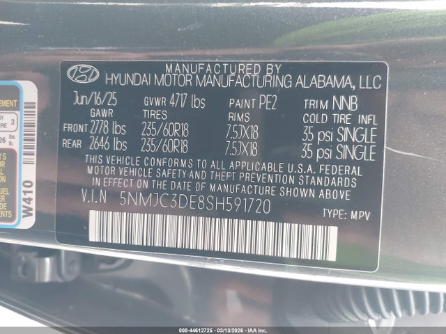5NMJC3DE8SH591720 Hyundai Tucson Sel Convenience