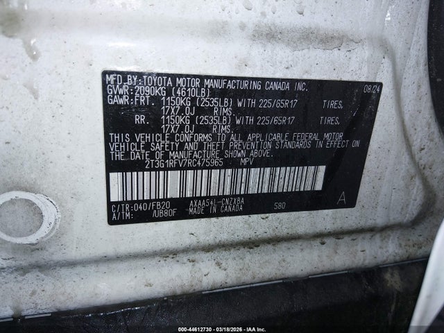 2T3G1RFV7RC475965 Toyota RAV4 LE