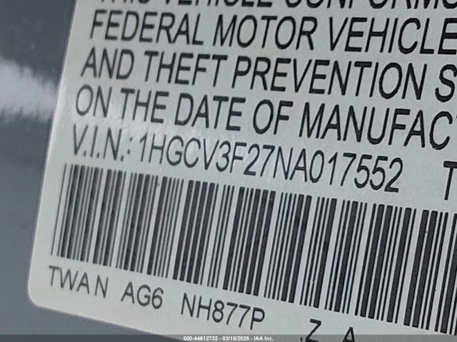 2022 HONDA ACCORD HYBRID 1HGCV3F27NA017552 Photo 8