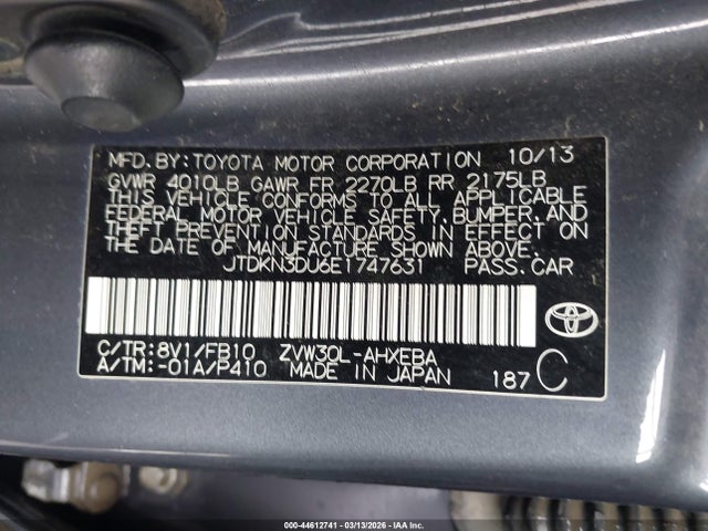 Toyota Prius Two 2014 JTDKN3DU6E1747631 Image 9