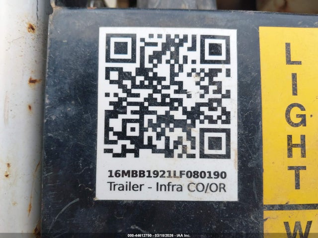 2020 Trailer Mgs Inc 19 Equipment მანქანა იყიდება აუქციონზე, vin: 16MBB1921LF080190, აუქციონის ნომერი: 44612750