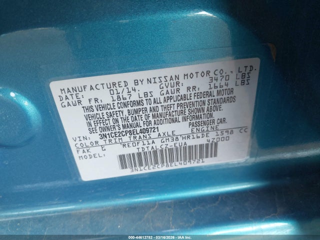 Nissan Versa Note S Plus 2014 3N1CE2CP8EL409721 Image 9