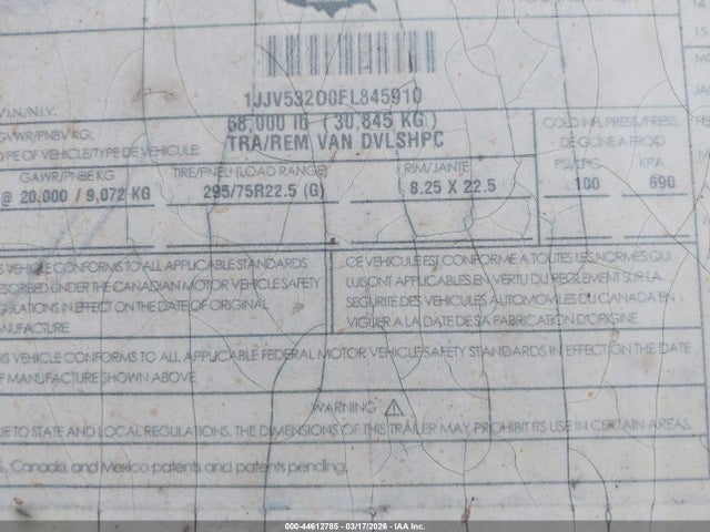 Продажа на аукционе авто 2015 Wabash National Corp Unknown, vin: 1JJV532D0FL845910, номер лота: 44612785