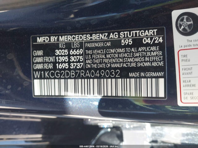 Auction sale of the 2024 Mercedes-benz Eqs 450+, vin: W1KCG2DB7RA049032, lot number: 44612806