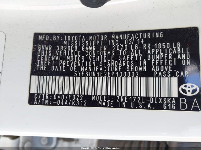 Toyota Corolla S Plus 2014 5YFBURHE2EP100003 Image 9