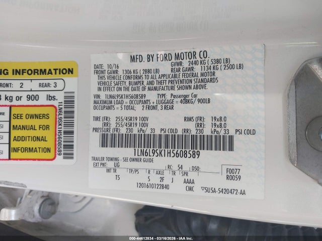 1LN6L9SK1H5608589 Lincoln Continental Select