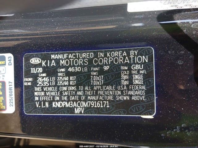 KIA Sportage Lx 2021 KNDPM3AC0M7916171 Image 9
