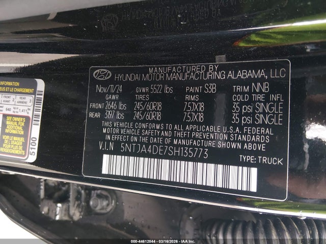 Aukcja sprzedaży 2025 Hyundai Santa Cruz Se, vin: 5NTJA4DE7SH135773, numer aukcji: 44612844