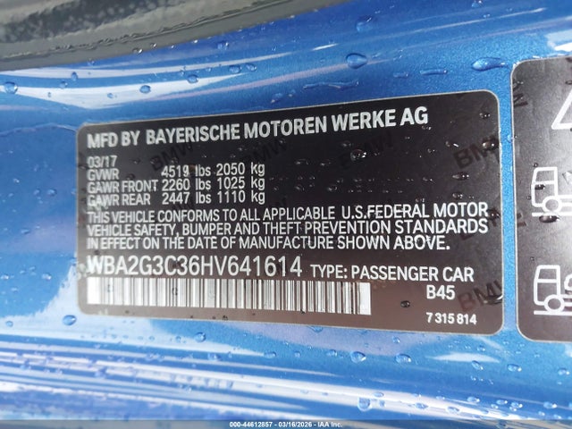 2017 Bmw 2 Series M240i Xdrive მანქანა იყიდება აუქციონზე, vin: WBA2G3C36HV641614, აუქციონის ნომერი: 44612857