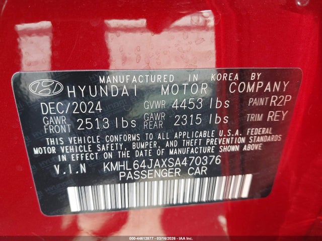 KMHL64JAXSA470376 Hyundai SONATA SEL