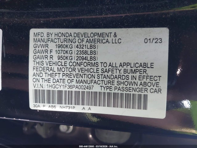 1HGCY1F36PA002497 Honda ACCORD EX