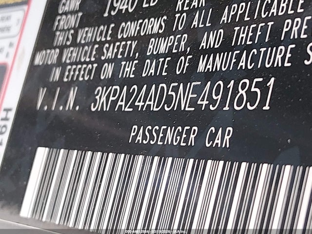 44612884 :رقم المزاد ، 3KPA24AD5NE491851 vin ، 2022 Kia Rio Lx مزاد بيع